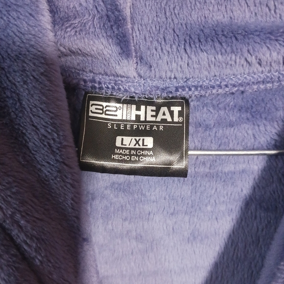 32 Degrees Purple Hooded Sleeplounger Gown Velour Velvet Size Large - Picture 10 of 13